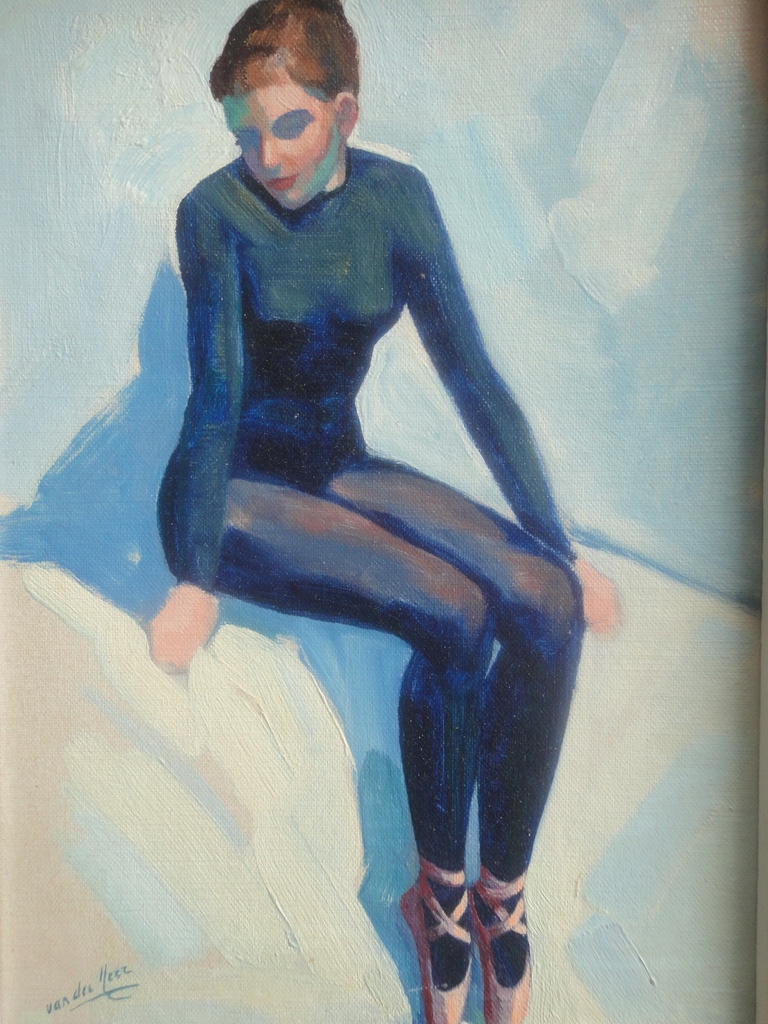 Maarten DJ van der Meer, olieverf op board, portret van ballerina verkocht voor € 151!