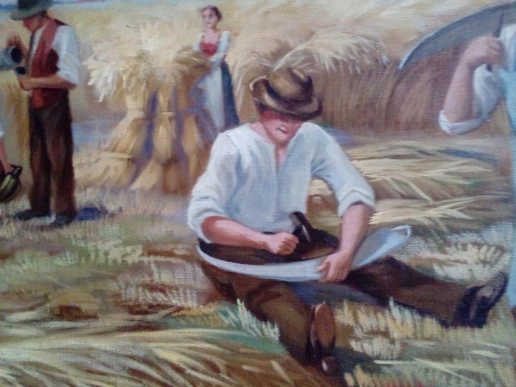 Kunstschilder onbekend Olievberf op doek   ,Graan oogst kopen? Bied vanaf 1!