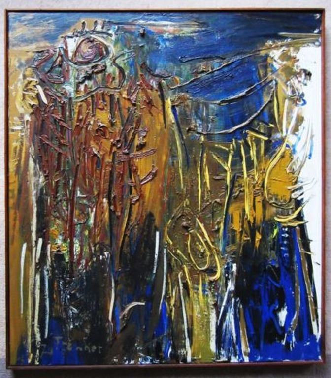 abstract =Roelof Frankot 1911-1984= olieverf op doek uit 1974 kopen? Bied vanaf 1000!