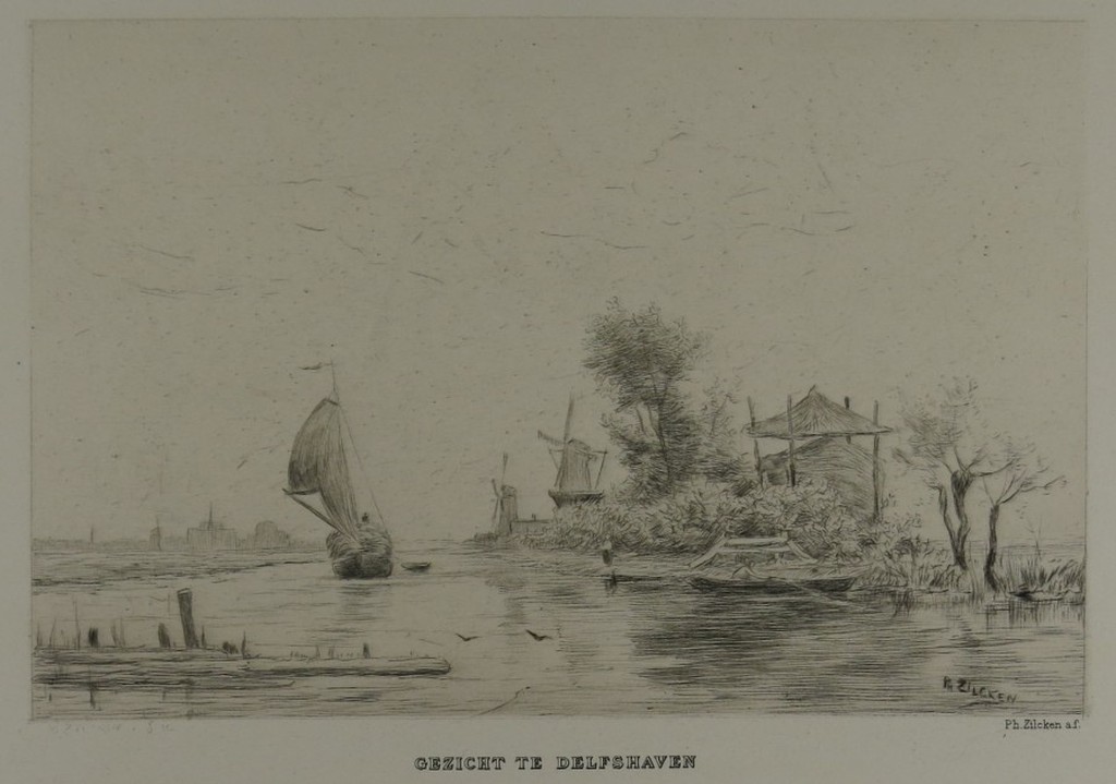 Philip Zilcken: Ets, Gezicht te Delfshaven kopen? Bied vanaf 1!