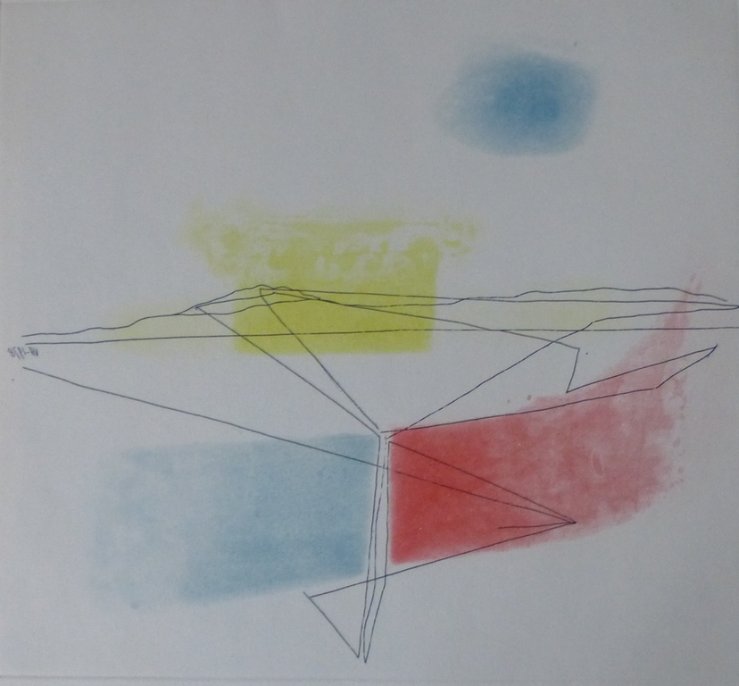 Jaap Hillenius, ets/aquatint: groot landschap 4, 1979, handgesigneerd en genumme verkocht voor € 80!