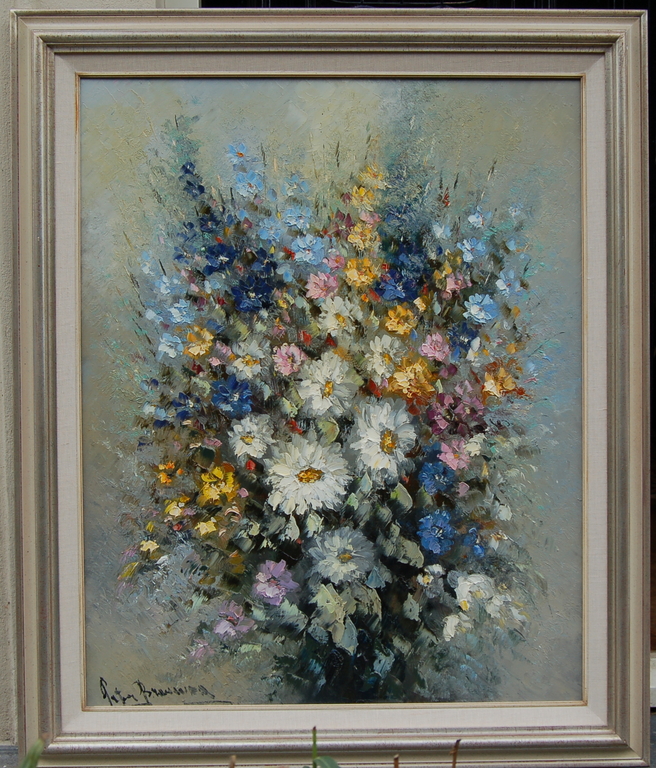 Peter Brouwer, olie op doek, bloemstilleven kopen? Bied vanaf 150!