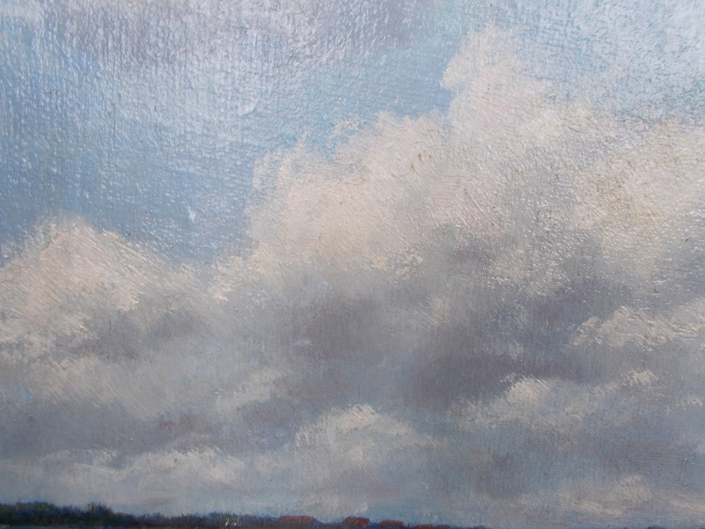 Piet Bulthuis,olieverf op doek.De Wijde Aa bij Leiden.  kopen? Bied vanaf 135!