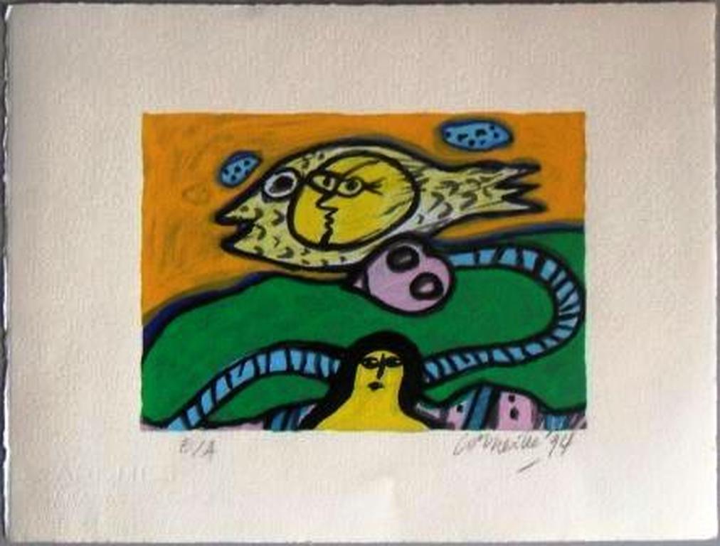 Corneille: vrouw,gele vogel en cobra verkocht voor € 95!