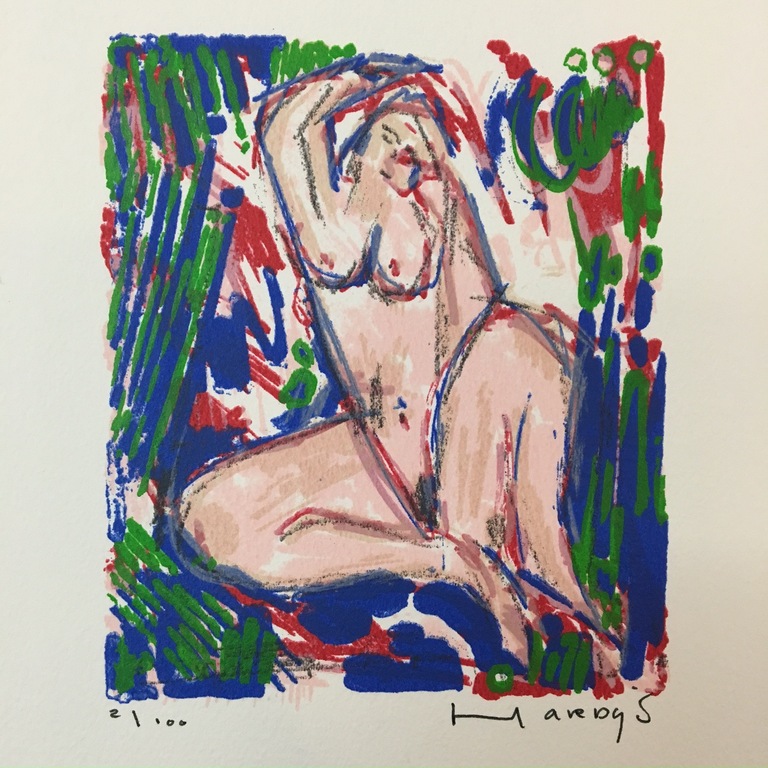 Ad van Hassel, zeefdruk op papier, Titel: Naakt II kopen? Bied vanaf 15!