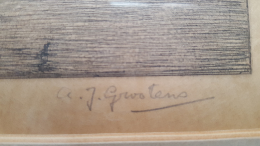 Adrianus Johannes Grootens - ets, handgesigneerd r.o. en in de plaat l.o. 1891 kopen? Bied vanaf 1!