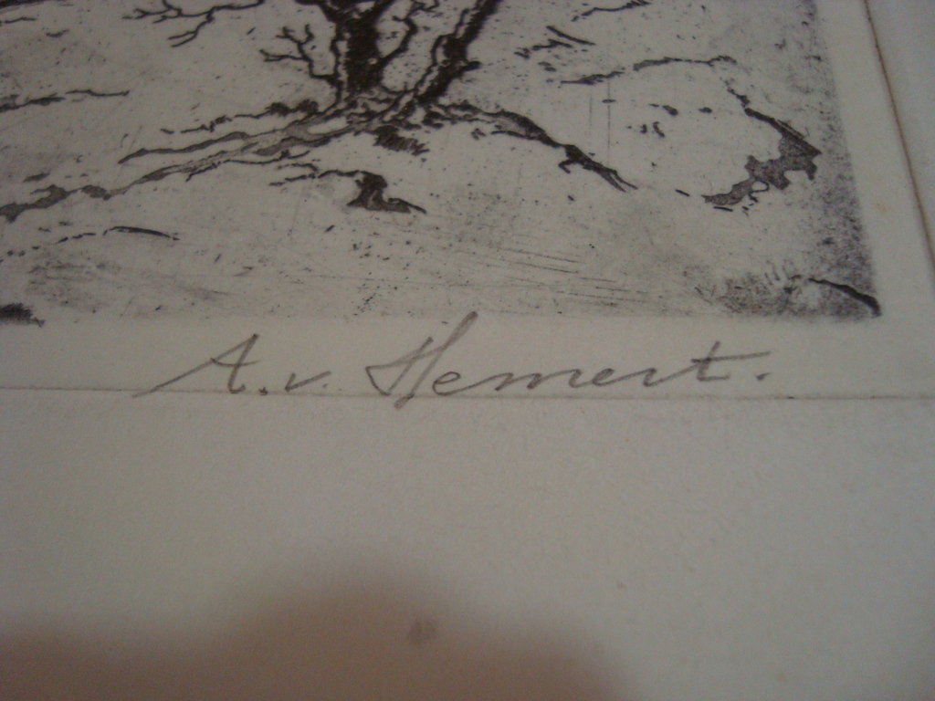 Anton van Hemert, ets ''Winter in Holland''. Of Hollands Sneeuw Landschap kopen? Bied vanaf 35!