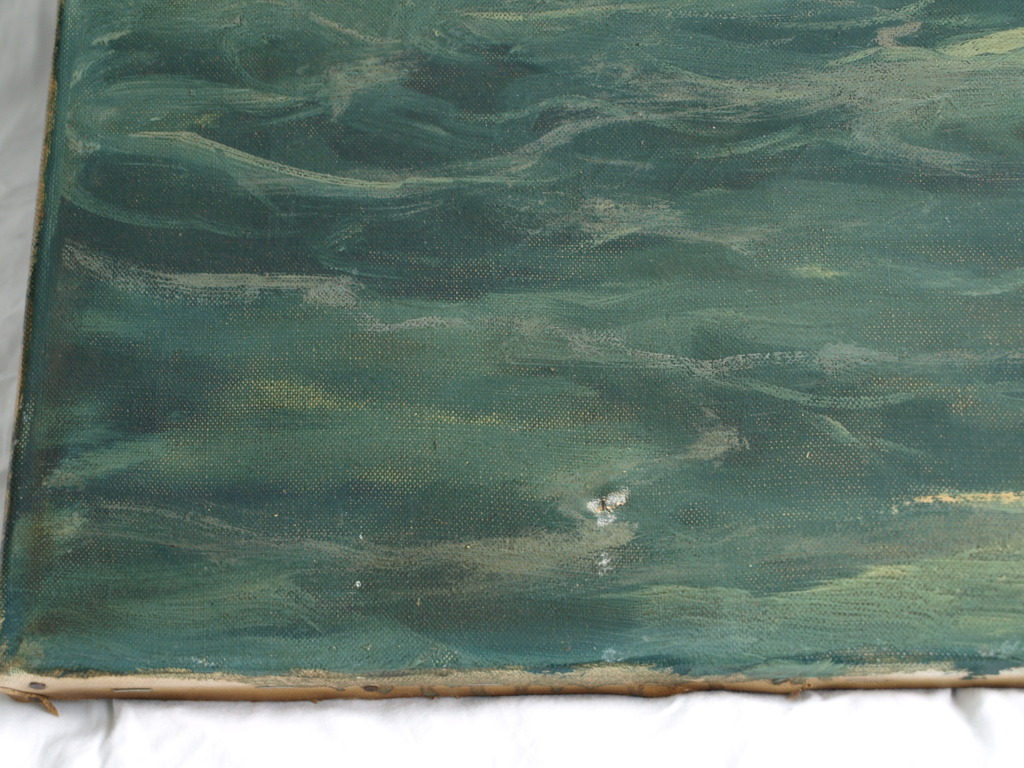 Onduidelijke signatuur : Olieverf op doek , Zeegezicht – 60 x 100 cm kopen? Bied vanaf 125!