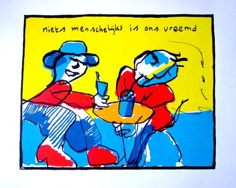 HERMAN BROOD, grote gelimiteerde en handgesign. zeefdruk 'Niets  verkocht voor € 110!