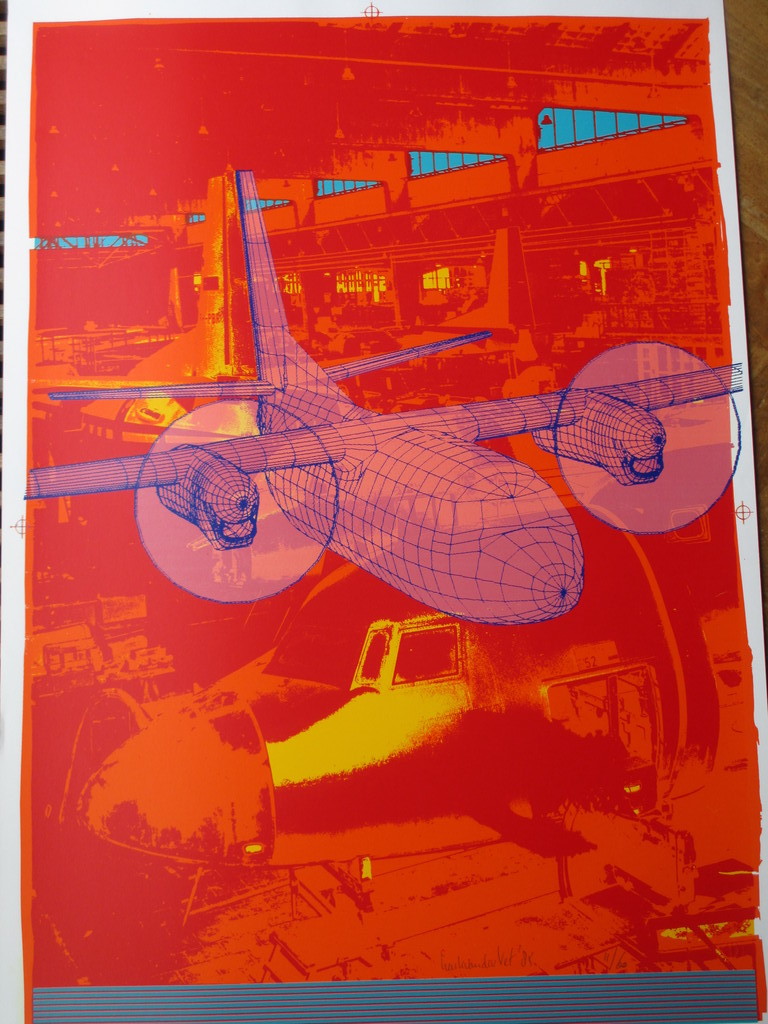 Henk van der Vet - Henk van der Vet, Vliegtuigwereld, Zeefdruk verkocht voor € 40!