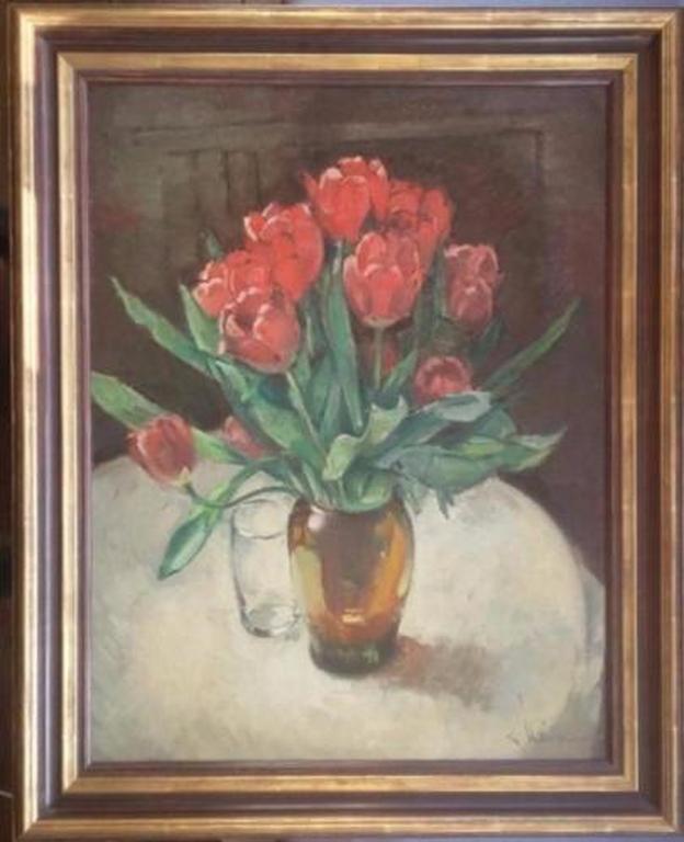 Bloemstilleven - olieverf op doek - gesigneerd kopen? Bied vanaf 70!
