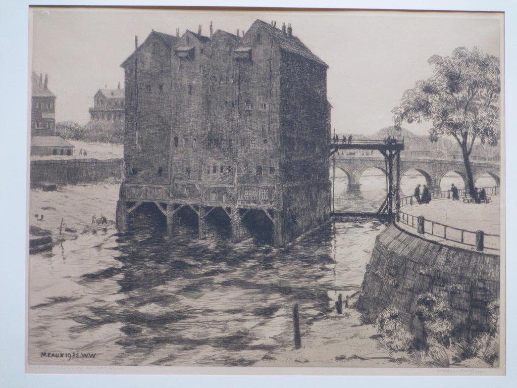 Willem Witjens, Watermolen te Meaux, Ets 1935 verkocht voor € 50!