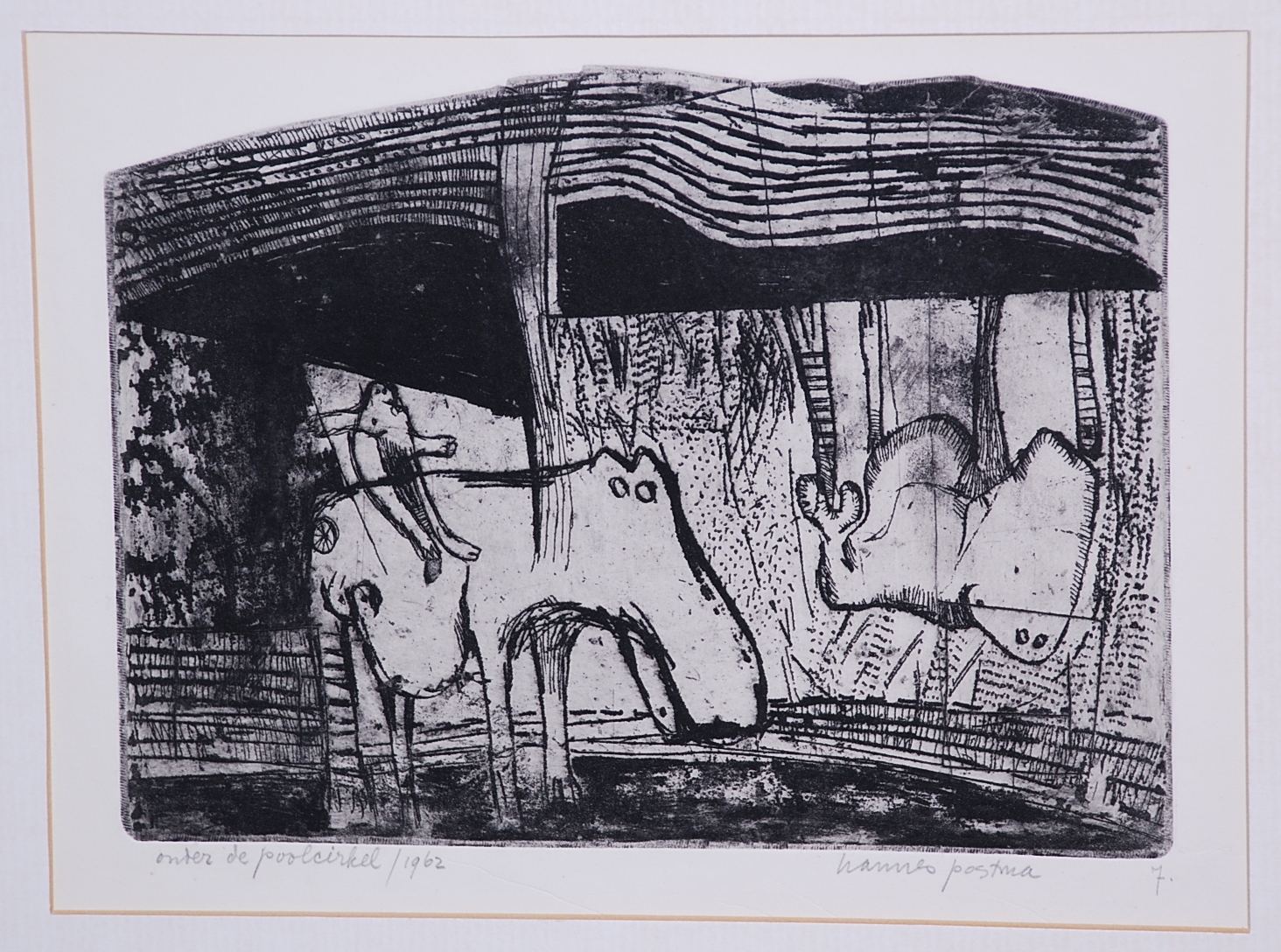 Hannes Postma: Vroege ets. Onder de Poolcirkel uit 1962 verkocht voor € 40!