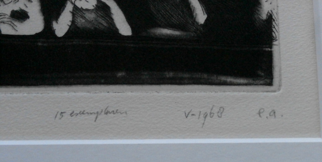 Jaap Hillenius - ingelijste ets:in het concertgebouw in Amsterdam - 1968 kopen? Bied vanaf 50!