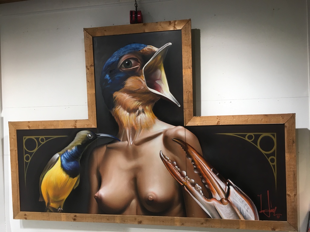 Belin - woman with bird head - spray paint  kopen? Bied vanaf 3500!