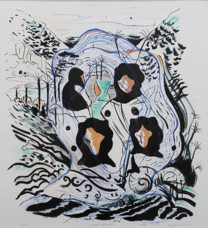 Nour -Edinne Jarram: Litho, Pensees nomades - Ingelijst kopen? Bied vanaf 20!