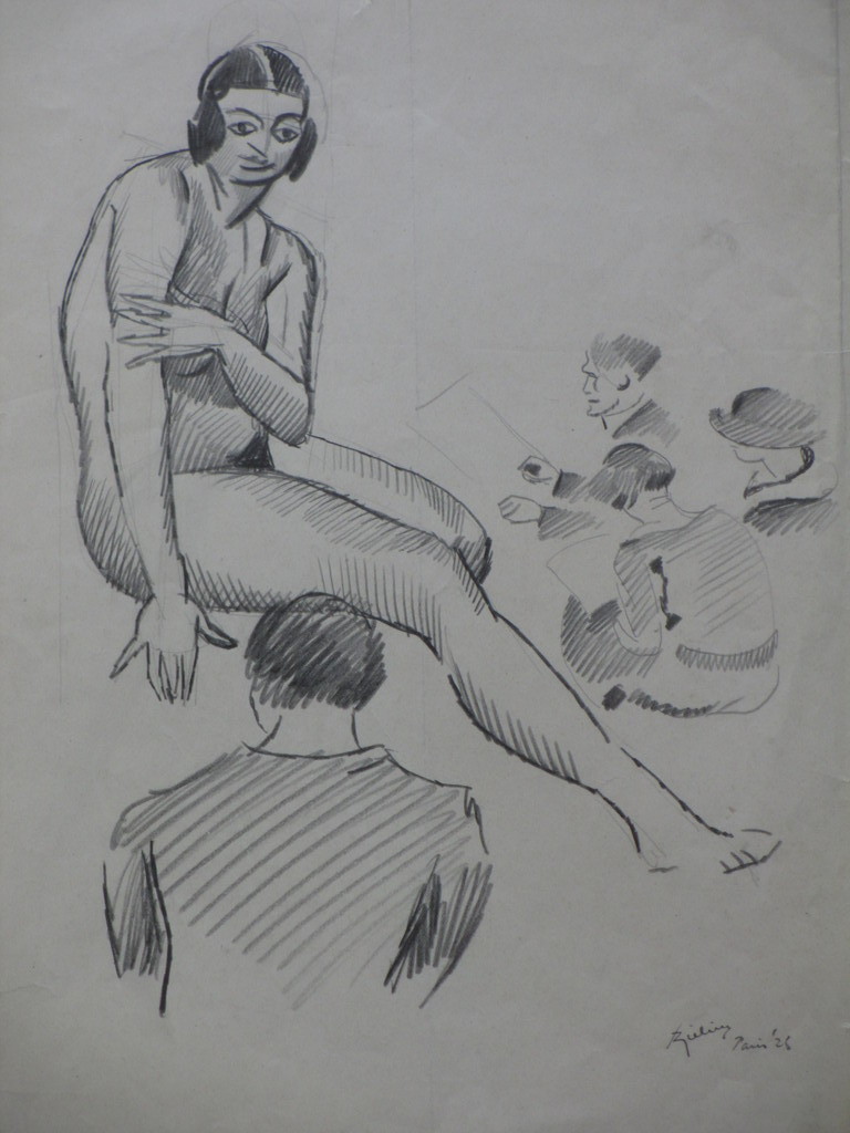 Herman Bieling, Model in de Tekenklas, Tekening 1925 kopen? Bied vanaf 1!