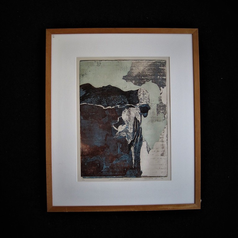 Boeiende handgekleurde Ets "Structuren in Steen" Bep.Oplage 1/12 gesigneerd  kopen? Bied vanaf 1!