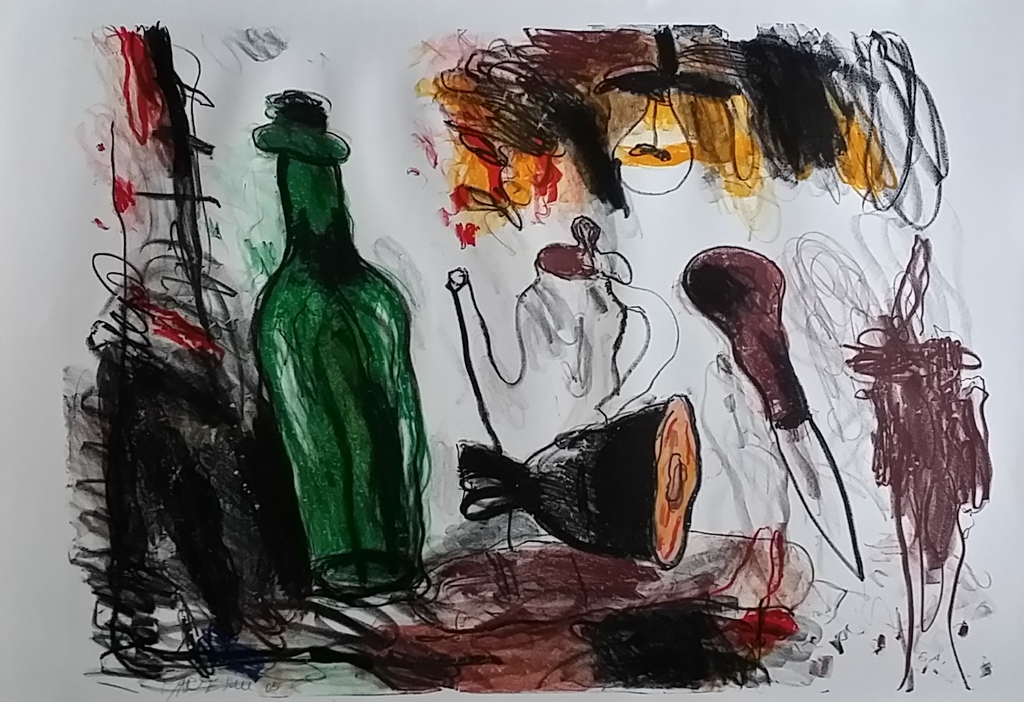 Anton Martineau - Stilleven met fles en ham kopen? Bied vanaf 95!