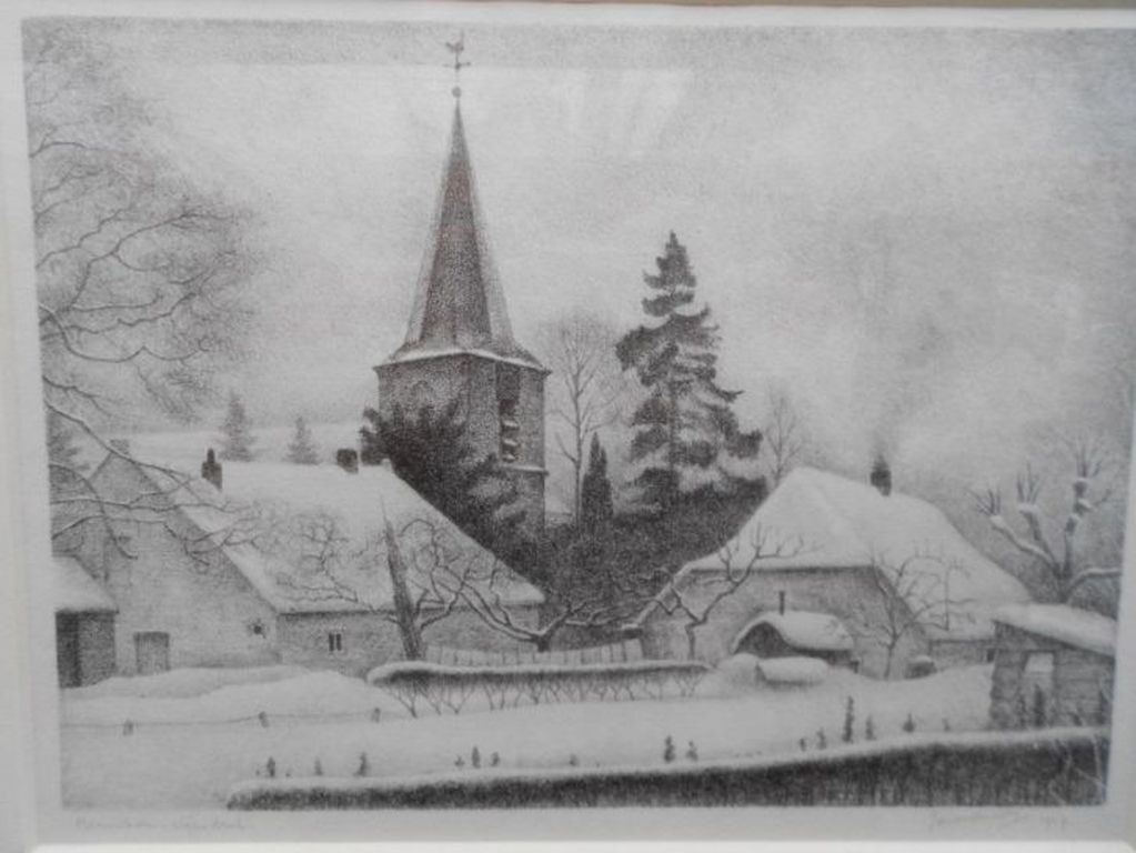 Jan Wittenberg litho Bennekom in de sneeuw 1947. kopen? Bied vanaf 50!