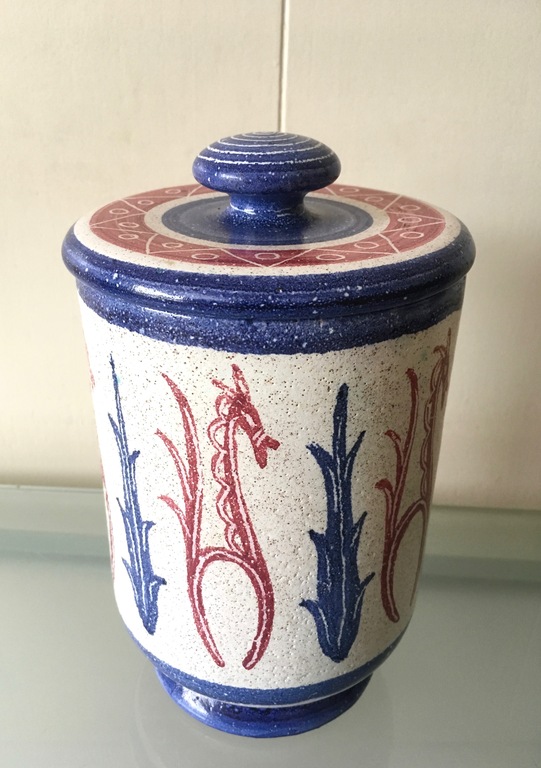 Jan van Stolk & Simon Engelhard - Grote polychrome dekselpot - gesigneerd kopen? Bied vanaf 1!