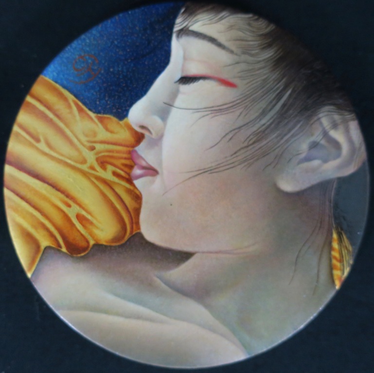 Frans van Hienen: Tempera en bladgoud op paneel, Dame en profil kopen? Bied vanaf 200!