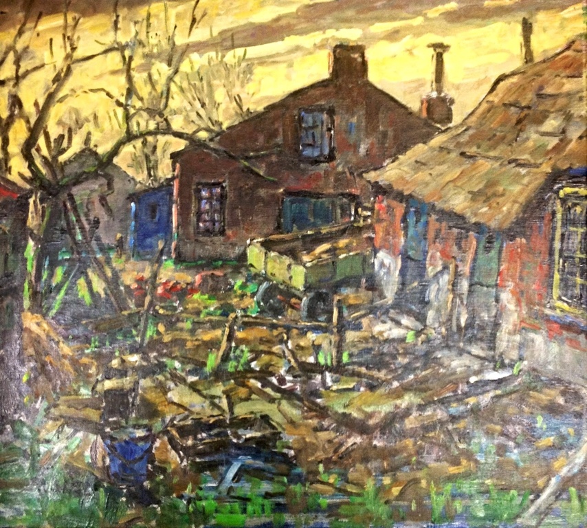 Frans Ruwel, olie op doek, boerderij kopen? Bied vanaf 200!