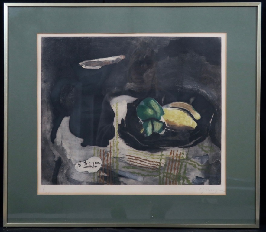Georges Braque: Ets, Pichet noir et citrons - Ingelijst verkocht voor € 850!