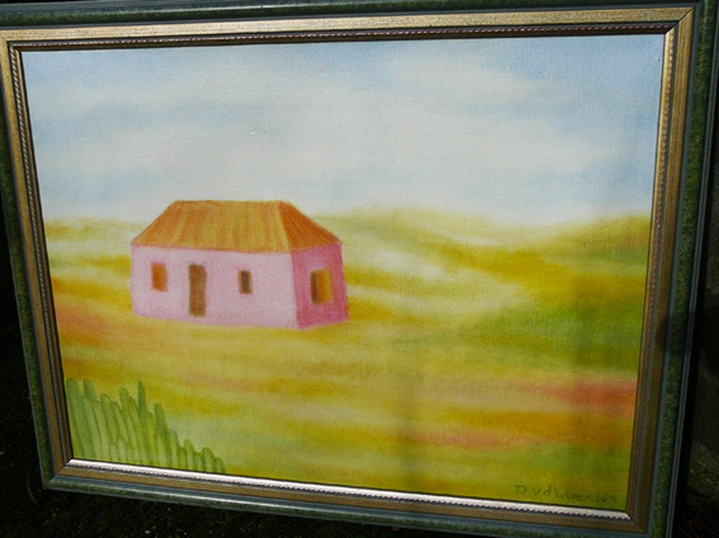 Dorien van der Waerden: 'Droomhuis' -olieverf op linnen, 1991-  kopen? Bied vanaf 29!