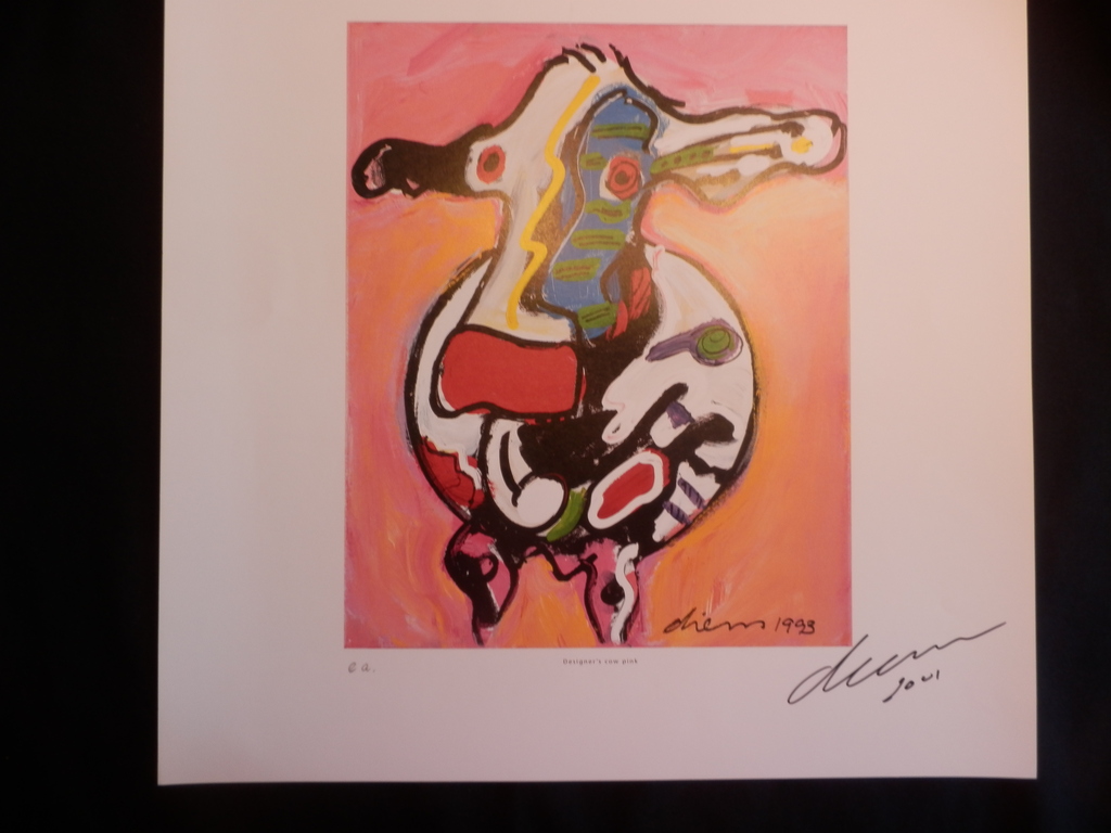 PETER DIEM  Handgesigneerde Zeefdruk  DESIGNERS COW  PINK kopen? Bied vanaf 1!