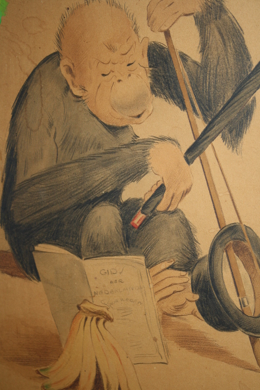 GEORG MEIJER - TEKENING AAP MET SPOORWEGBOEKJE kopen? Bied vanaf 1!