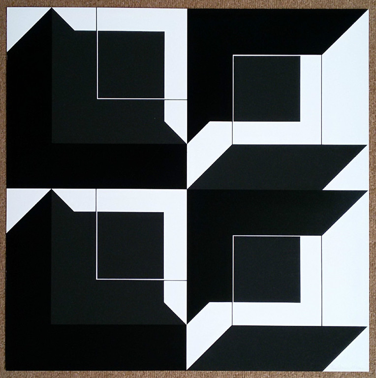Imre Kocsis - Geometrisch abstract, zeefdruk kopen? Bied vanaf 75!