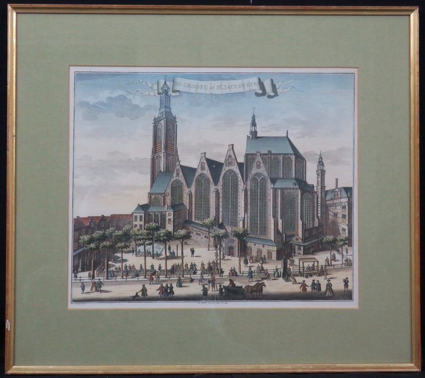 Gerrit van Giessen: Handgekleurde gravure, De Groote of St ... - Ingelijst kopen? Bied vanaf 1!