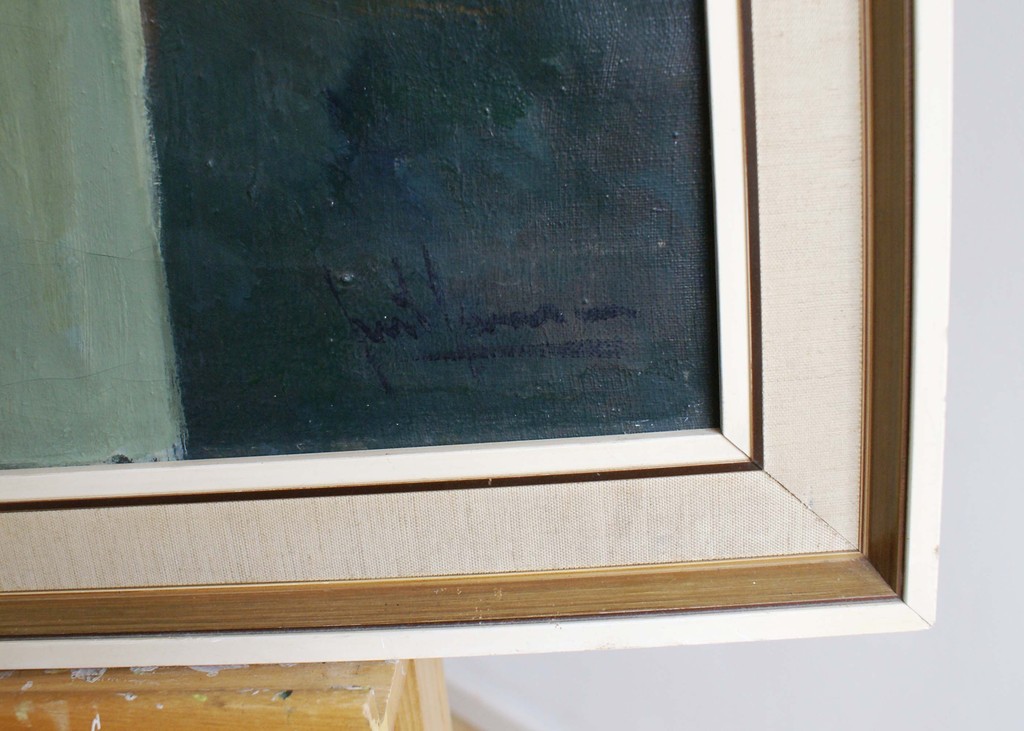 Groot bloemstilleven in houten lijst. Olieverf schilderij op doek. Chrysanten  kopen? Bied vanaf 110!