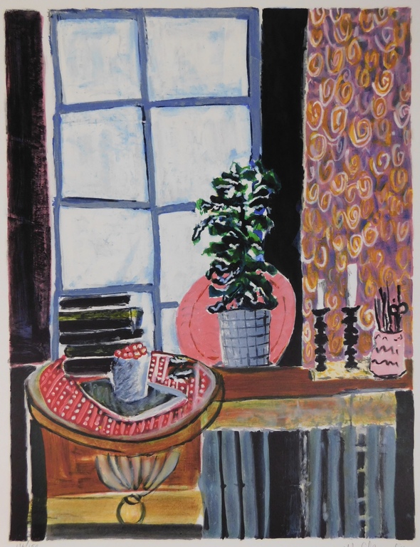 Wendy Chazin - Kleurenlitho - Still-life with Candlesticks verkocht voor € 75!