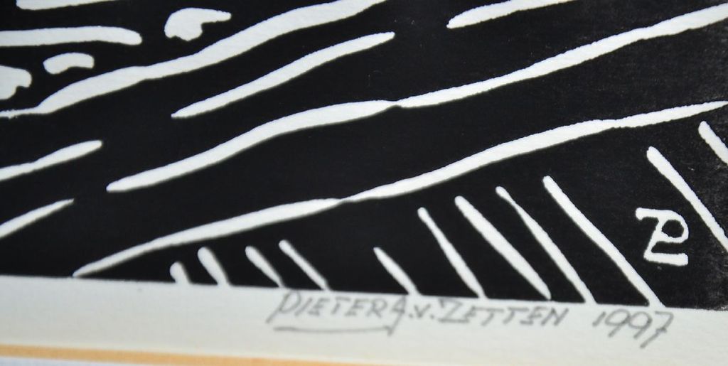 Pieter van Zetten: Linosnede. Oostvaardersdiep. Lelystad kopen? Bied vanaf 35!