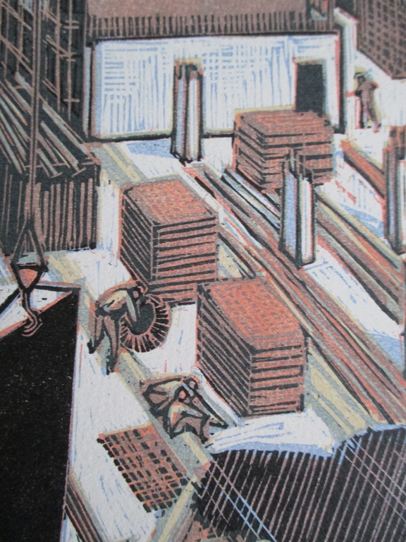 Wendelien Schönfeld, kleurenhoutsnede, Bouwput Nieuwezijdskolk 1993 kopen? Bied vanaf 100!