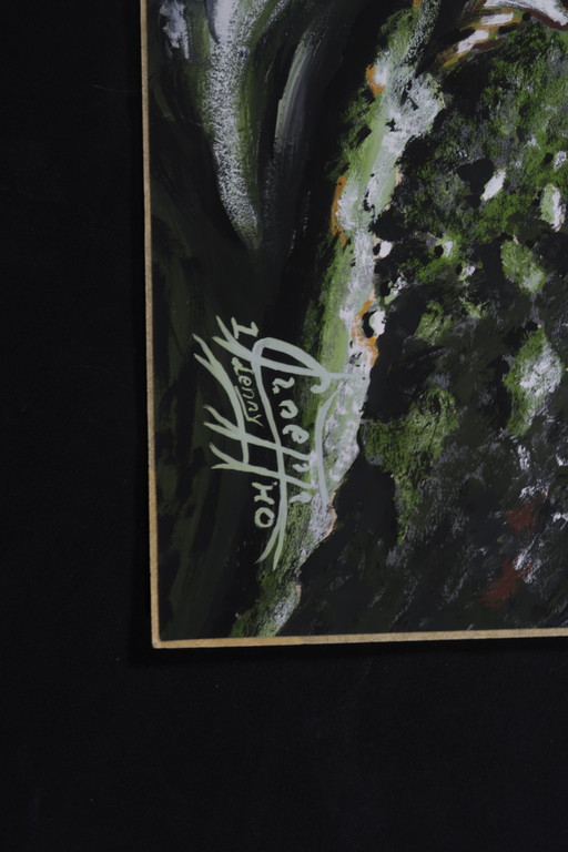 Onbekende kunstenaar: Acryl en krijt op papier, Leguaan kopen? Bied vanaf 1!