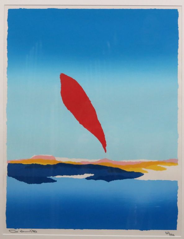 Gerard 't Hart: Zeefdruk, Landschap - Ingelijst verkocht voor € 50!