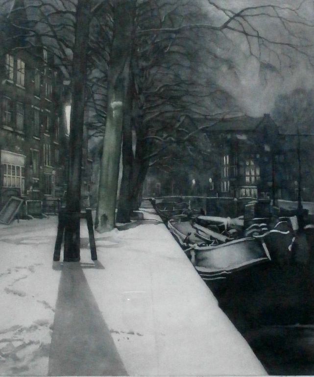 Frans everbag - Ets: Prinsengracht (Amsterdam) in de winter - 1931 verkocht voor € 399!