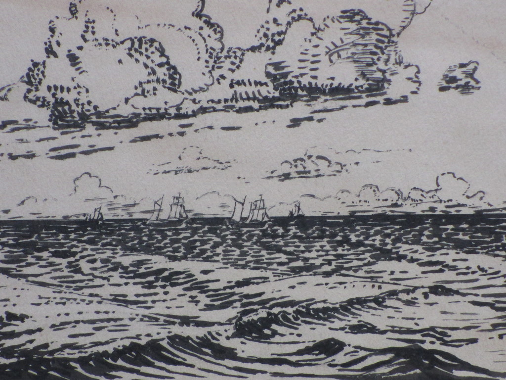 Frederik Pinke, Op de oceaan, Inkttekening kopen? Bied vanaf 1!