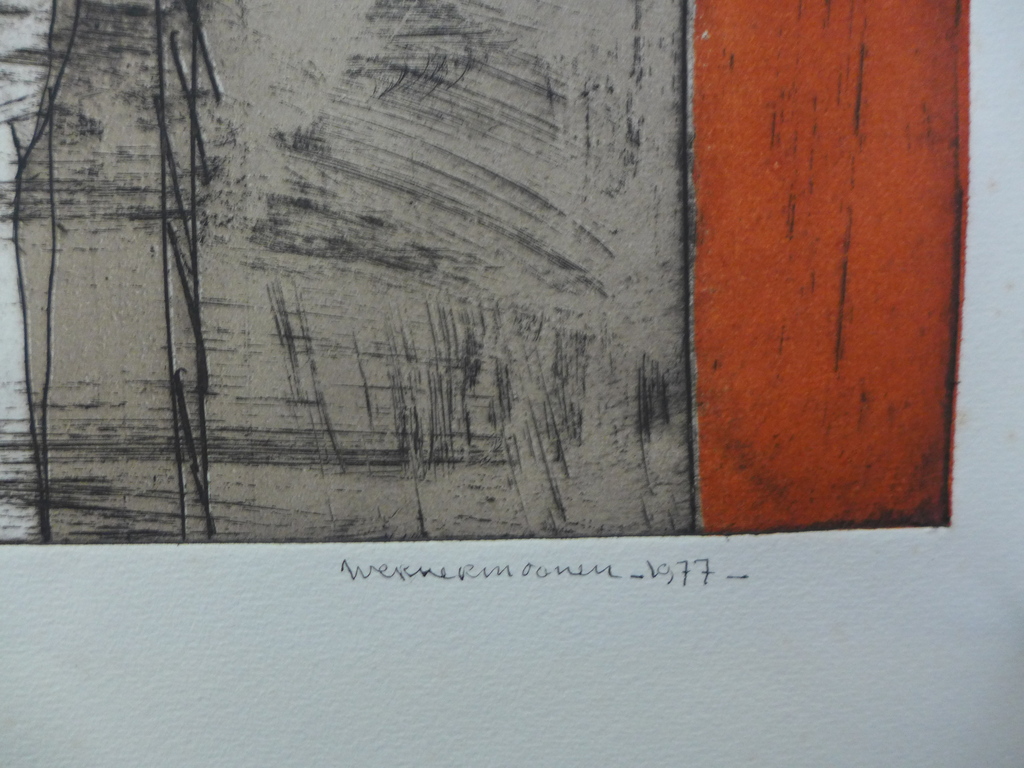 Werner Moonen, Gent (B)1940 - 2011 ets uit 1977 1. e.a.  gesigneerd rechsonder   kopen? Bied vanaf 125!