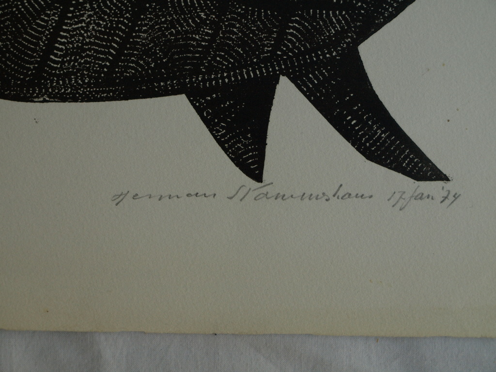 Herman Stammeshaus :  Houtsnede – Schildpad – 1974 – oplage 6 ex. kopen? Bied vanaf 25!