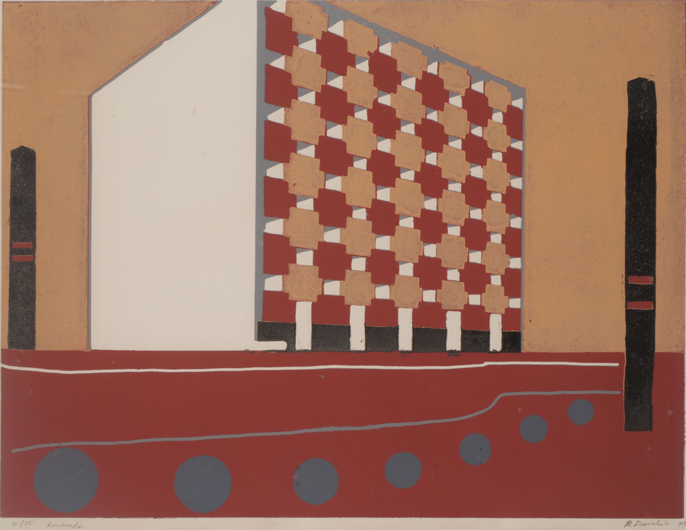 Marcel Doorduin: Houtsnede, Z.T. (Flatgebouw) - Ingelijst kopen? Bied vanaf 35!