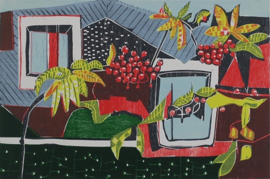 Vincent van Ojen: Houtsnede, Compositie met bessentakjes kopen? Bied vanaf 1!