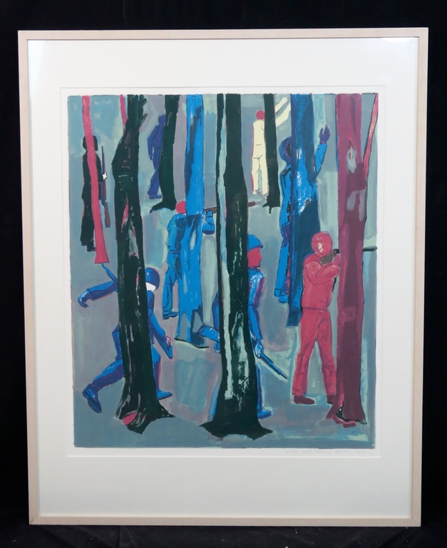 Hans Ebeling Koning: Zeefdruk, Zonder titel (bos L) - Ingelijst (groot) kopen? Bied vanaf 50!