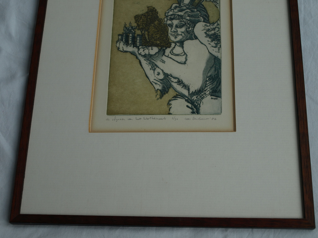 Cees Landsaat: Ets en aquatint , Sfinxen Wertheimpark – Ingelijst – 1982 - 6/70  kopen? Bied vanaf 1!
