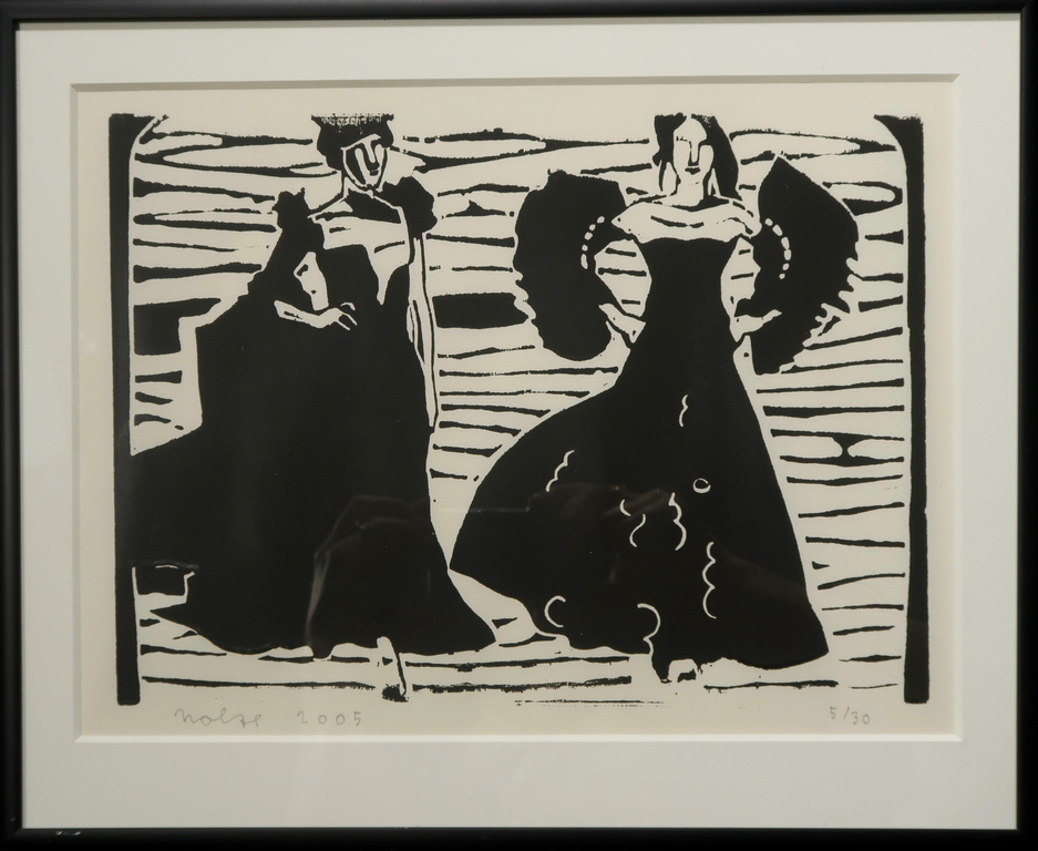 Frits Nolte: Houtsnede, Danseressen - kleine lijstjes kopen? Bied vanaf 20!