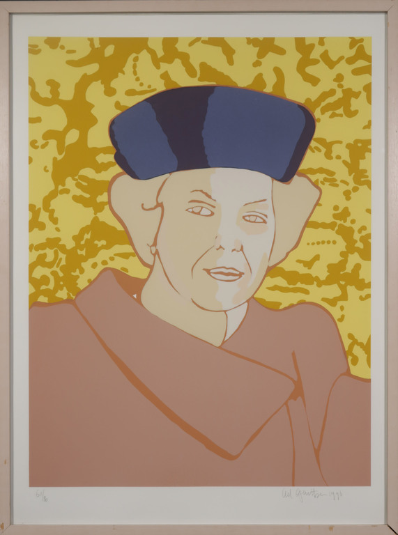 Ad Gerritsen: Zeefdruk, Beatrix - Ingelijst verkocht voor € 50!