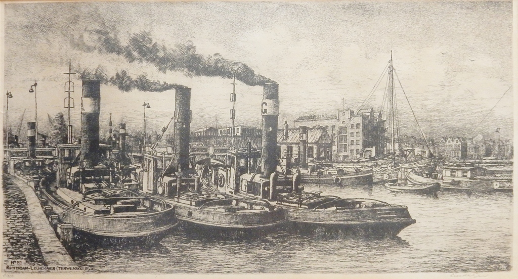Ets Leuvehaven - Rotterdam - ca. 1920 kopen? Bied vanaf 85!